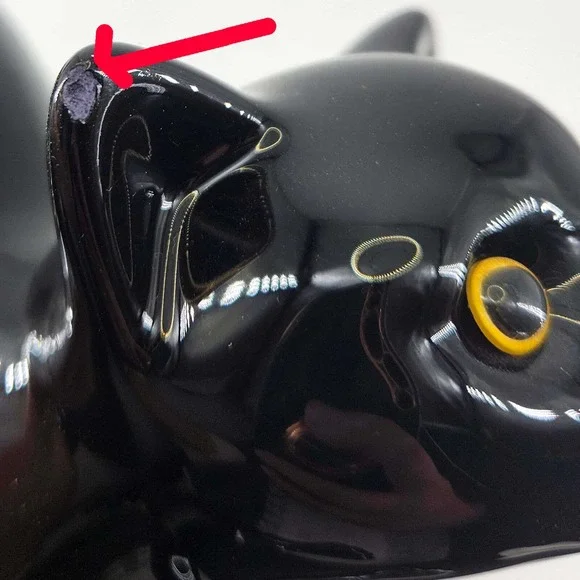 Retired Party Lite Black Cat Halloween ceramic Tea Light Candle holder - Picture 6 of 6